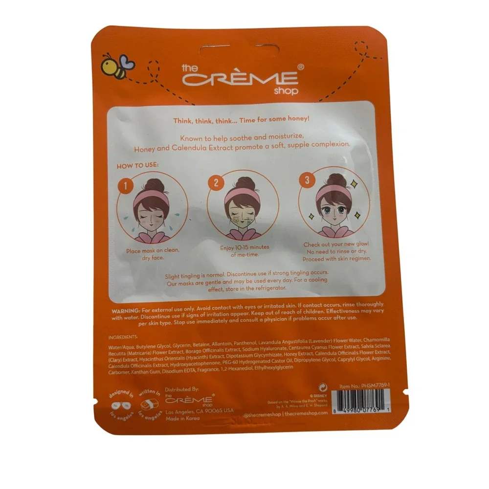 New The Creme Shop Disney Winnie the Pooh Relax Honey Moisturizing Sheet Mask